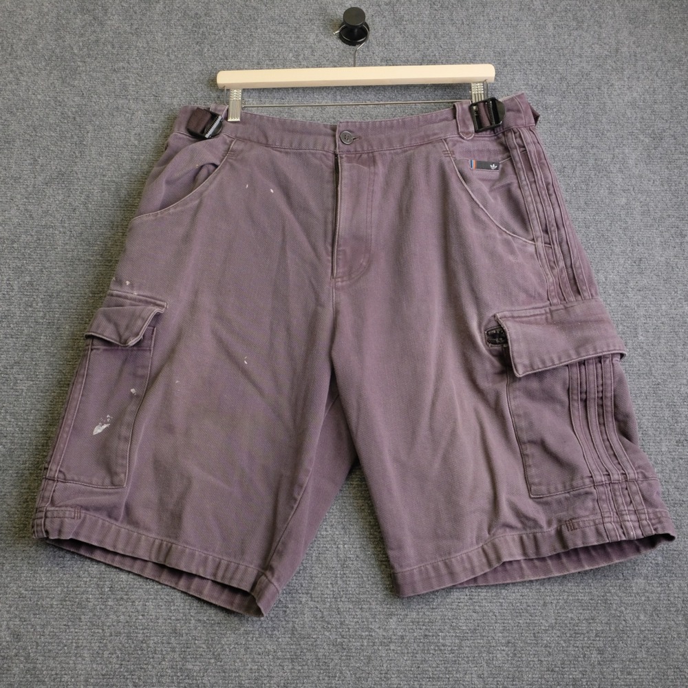 VTG Adidas Shorts Mens 36 Gray Cargo Skater Baggy Loose Fit 2000s Y2K Trefoil
